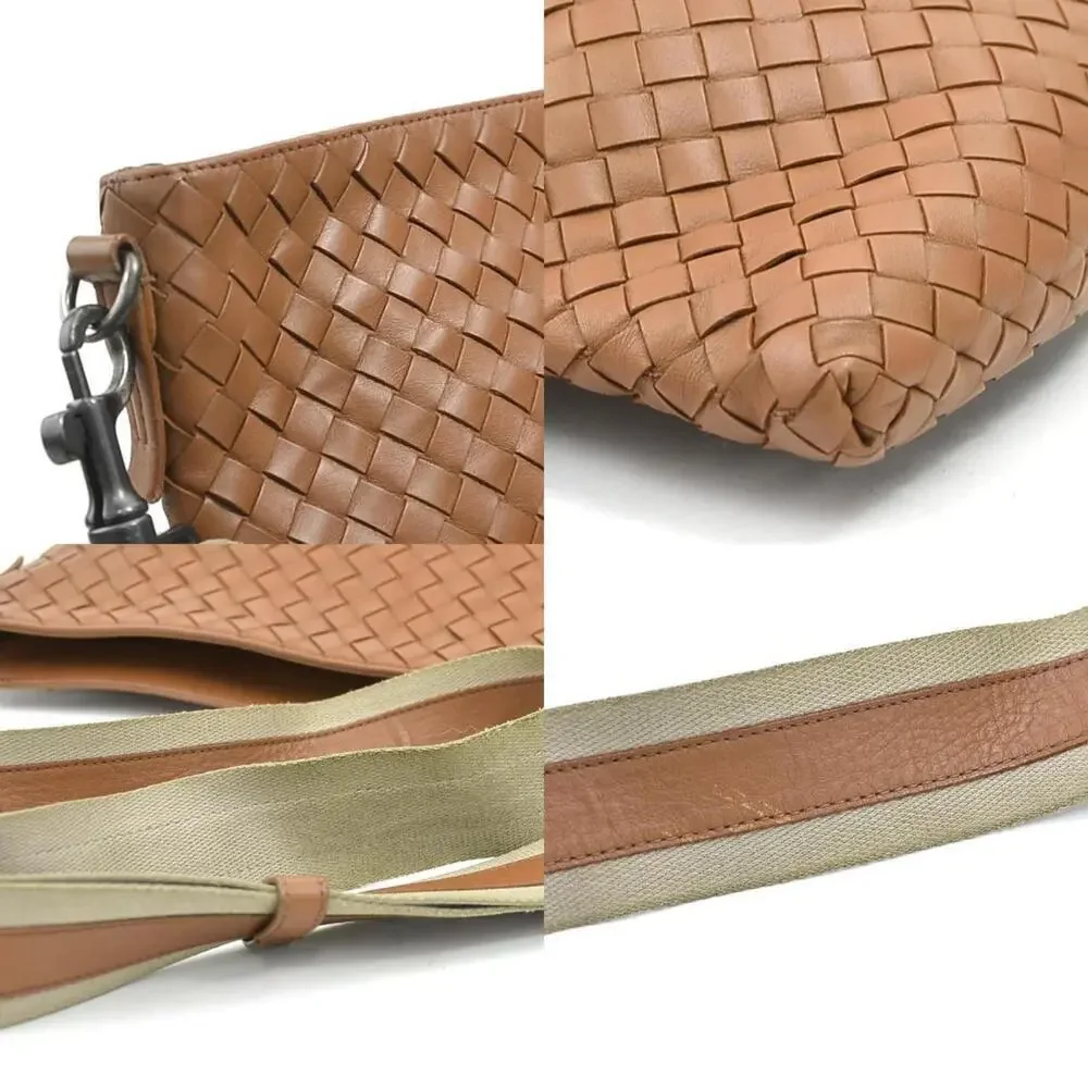 BOTTEGA VENETA Brown Leather Intrecciato Shoulder Bag
